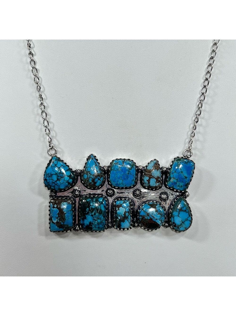 Turquoise Vintage Style 925 Gemstone Multi Stone Necklace